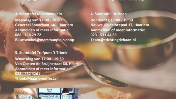Kom ook eens een hapje eten bij 1 van de Stamtafels.