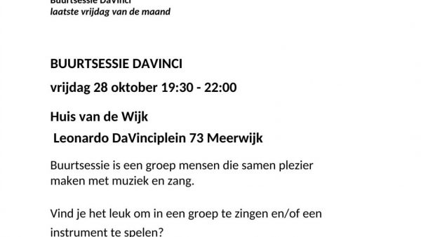 de 2de Buurtsessie in het Huis van de Wijk da Vinci.