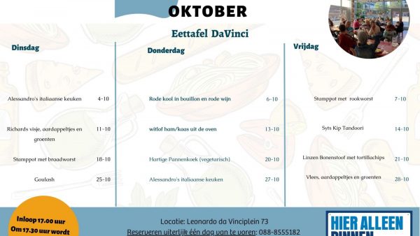 Ook in Oktober! Kom gezellig eten.