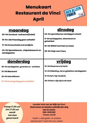 April doet wat die wil....Welk weer het ook is, kom gewoon gezellig eten!