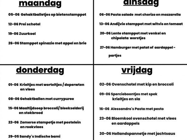 de kaart voor de maand Juni