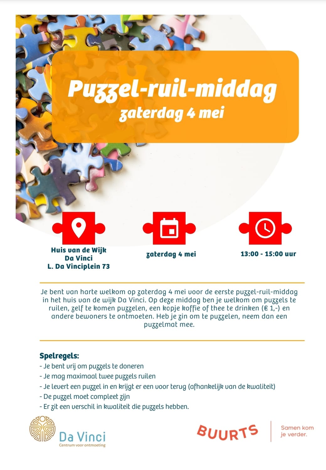 Puzzel-Ruil-Middag op 4 Mei